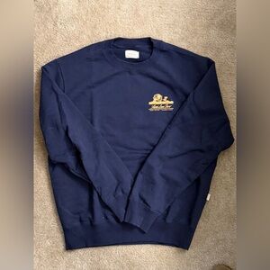 Aime Leon Dore Navy Crewneck Sweatshirt with Gold Chest Logo